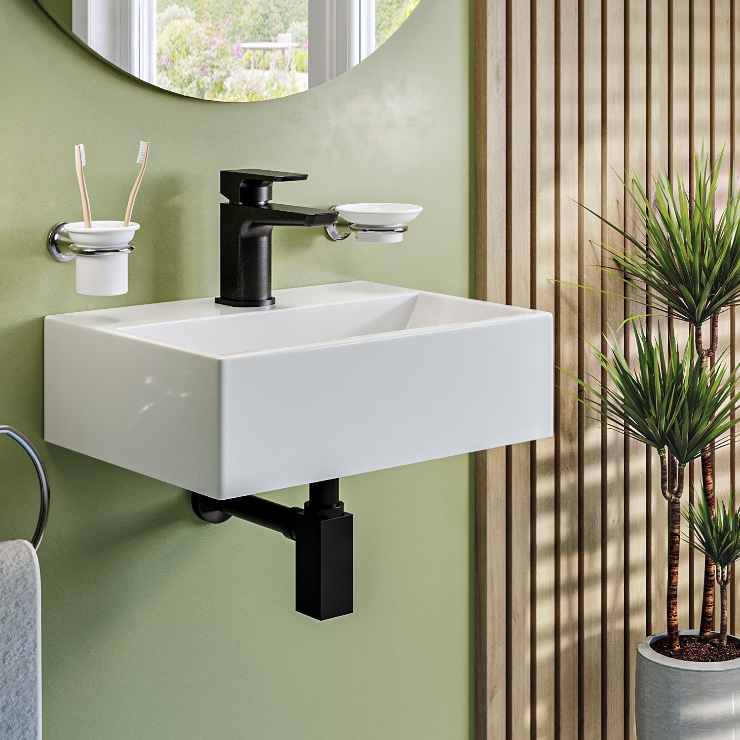 Wall Hung Cloakroom Basin 405mm - Houston