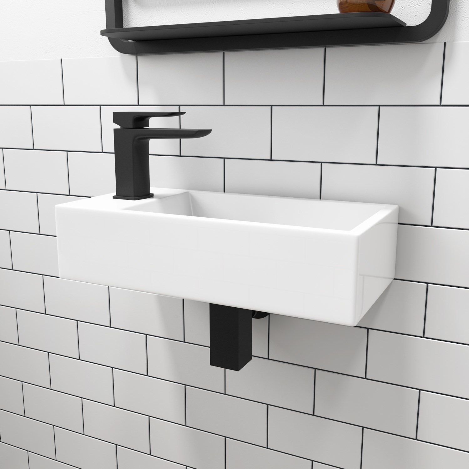 Wall Hung Cloakroom Basin Left Hand 405mm - Detroit