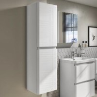 400mm White Wall Mounted Tall Bathroom Cabinet - Portland 400mm White Wall Mounted Tall Bathroom Cabinet - Portland