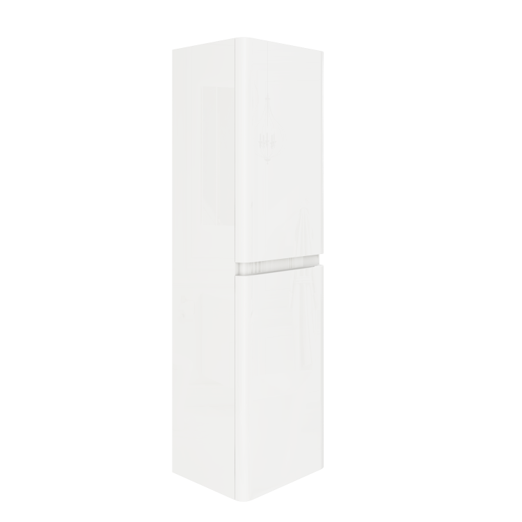 Wall Hung Tall Boy Storage Unit 1400mm - White Gloss - Portland