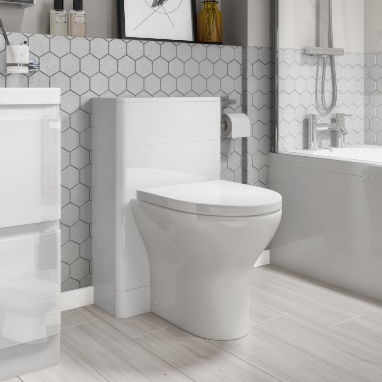 500mm White Back to Wall Toilet Unit Only- Portland