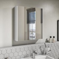 White Mirrored Wall Bathroom Cabinet 600 x 650mm - Portland