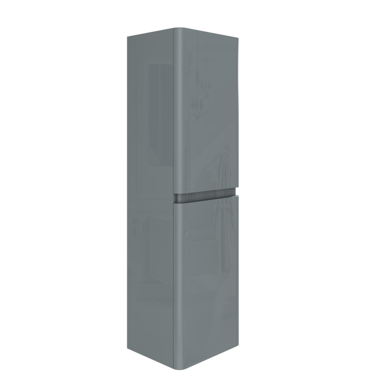 GRADE A1 - 1400mm Light Grey Gloss Wall Hung Tall Boy Storage Unit - Portland