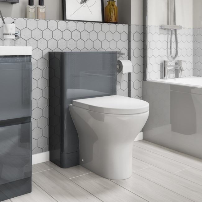 500mm Dark Grey Gloss WC Toilet Unit - Portland