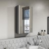 400mm Dark Grey Gloss Wall Hung Mirrored Single Door Cabinet - Portland