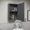 400mm Dark Grey Gloss Wall Hung Mirrored Single Door Cabinet - Portland