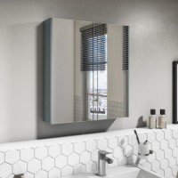 600mm Wall Hung Mirrored 2 Door Cabinet Gloss Light Grey - Portland 600mm Wall Hung Mirrored 2 Door Cabinet Gloss Light Grey - Portland