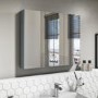 800mm Wall Hung Mirrored 3 Door Cabinet Gloss Light Grey - Portland