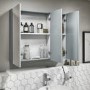 800mm Wall Hung Mirrored 3 Door Cabinet Gloss Light Grey - Portland