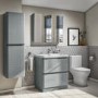 800mm Wall Hung Mirrored 3 Door Cabinet Gloss Light Grey - Portland