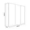 GRADE A1 - 800mm Wall Hung Mirrored 3 Door Cabinet Gloss Light Grey - Portland