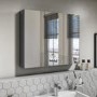800mm Dark Grey Gloss Wall Hung Mirrored 3 Door Bathroom Cabinet - Portland