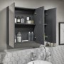 800mm Dark Grey Gloss Wall Hung Mirrored 3 Door Bathroom Cabinet - Portland