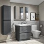 800mm Dark Grey Gloss Wall Hung Mirrored 3 Door Bathroom Cabinet - Portland