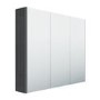 800mm Dark Grey Gloss Wall Hung Mirrored 3 Door Bathroom Cabinet - Portland
