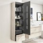 GRADE A1 - 400mm Wall Hung 2 Door Storage Unit Light Oak - Boston