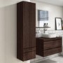 GRADE A2 - Dark Wood Effect Wall Mounted Tall Bathroom Cabinet 400mm - Boston
