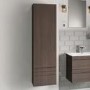 GRADE A2 - Dark Wood Effect Wall Mounted Tall Bathroom Cabinet 400mm - Boston