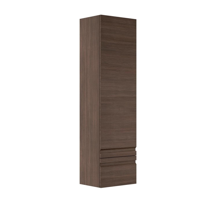 GRADE A2 - Dark Wood Effect Wall Mounted Tall Bathroom Cabinet 400mm - Boston