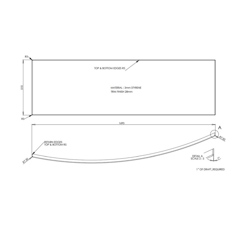 1695mm Spacesaver Acrylic Bath Front Panel - Brooklyn