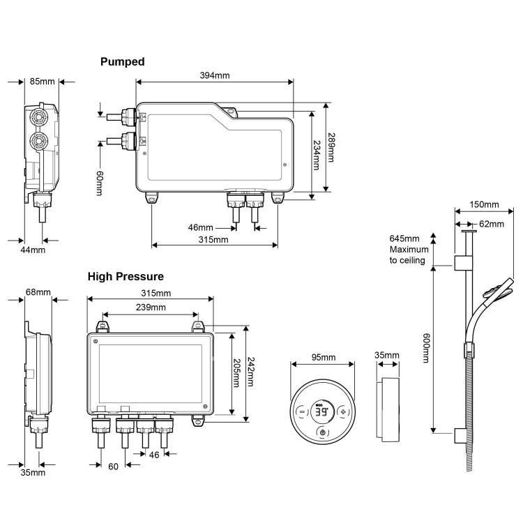 Mira Platinum Pumped Ceiling-Fed Digital Mixer Shower - 1.1666.002