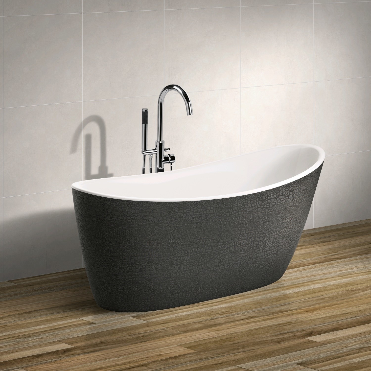 Crocodile Effect Freestanding Bath Tub 1750mm Double Ended 252 Litres