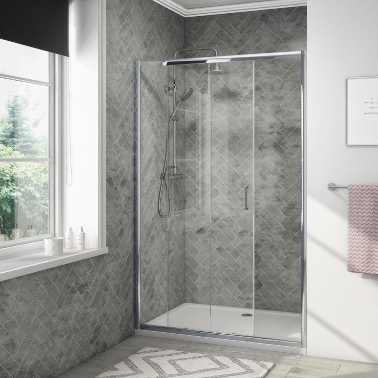 GRADE A1 - 1200mm Universal Sliding Shower Door - Vega