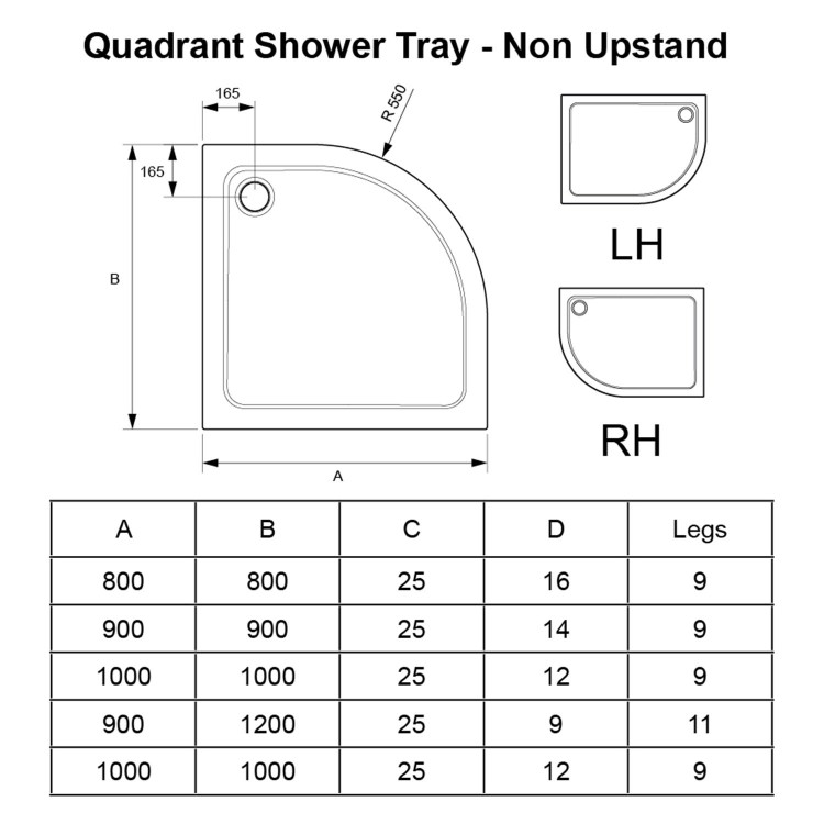 Mira 900 x 900 Quadrant Flight Safe Low Tray