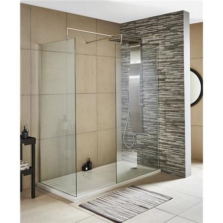 Wetroom Screen with Support Bar 800mm - 8mm Glass
