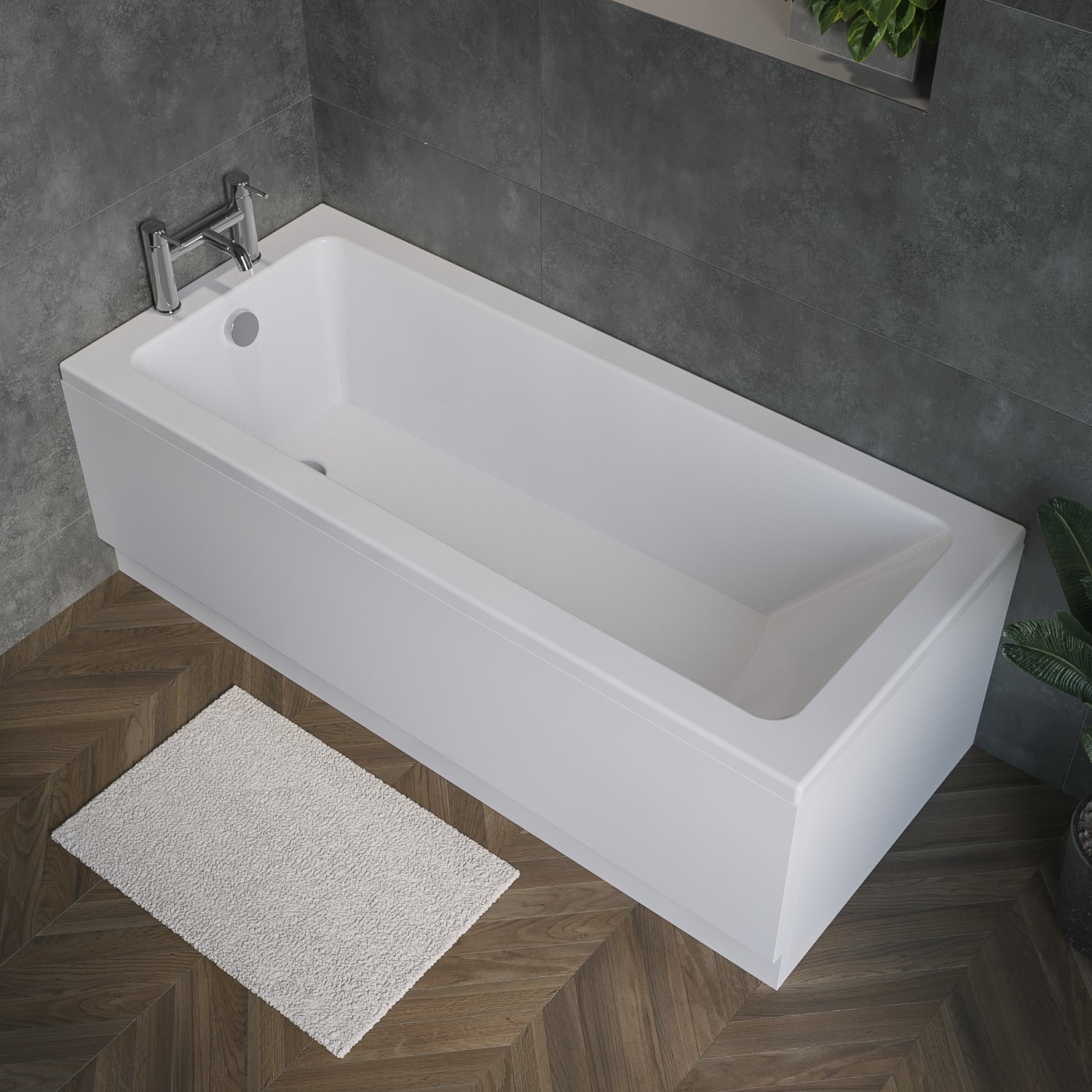 Rutland White Square Single Ended Bath - 1700 X 750Mm Size 170