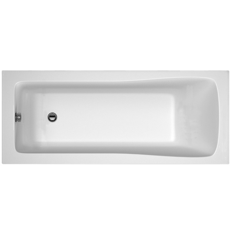 1700 x 750 Rutland Single Ended Square Bath with Front Panel and Saturn Hinged 1450mm 6mm Chrome Bath Screen