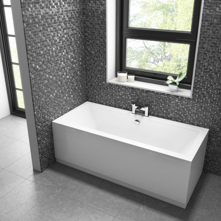 1700 x 700 Chiltern Double Ended Square Bath with Front Panel and Aqua Bath Filler