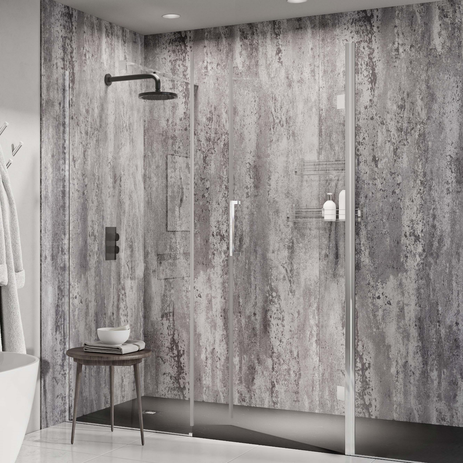 Silver Metro Metallic PVC Shower Wall Panel - 2400 x 1000mm