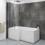 L Shape Shower Bath Left Hand with Front Panel & Chrome Bath Screen 1500 x 850mm - Lomax