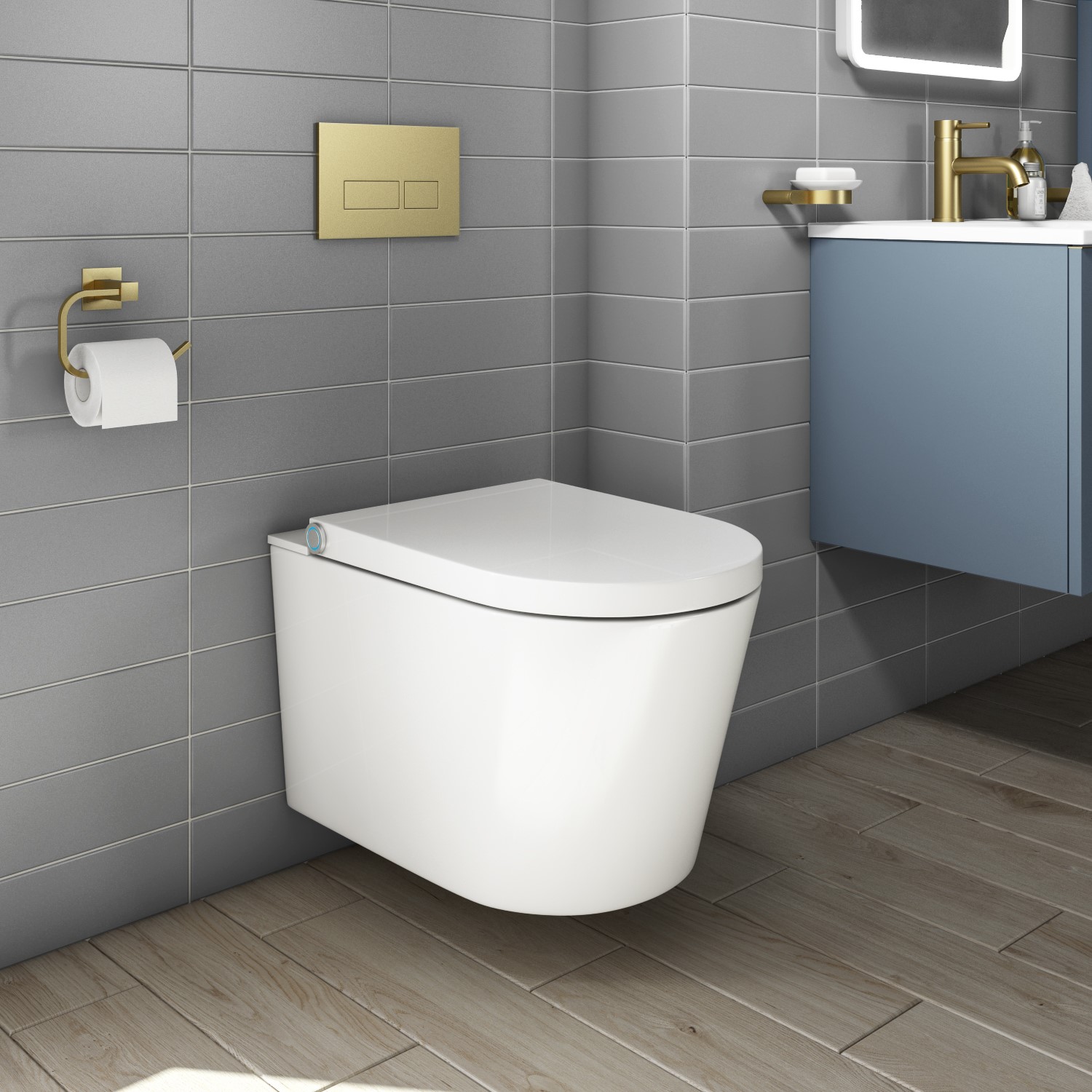 GRADE A1 Wall Hung Bidet Toilet Combo Built in Dryer Spray Purificare