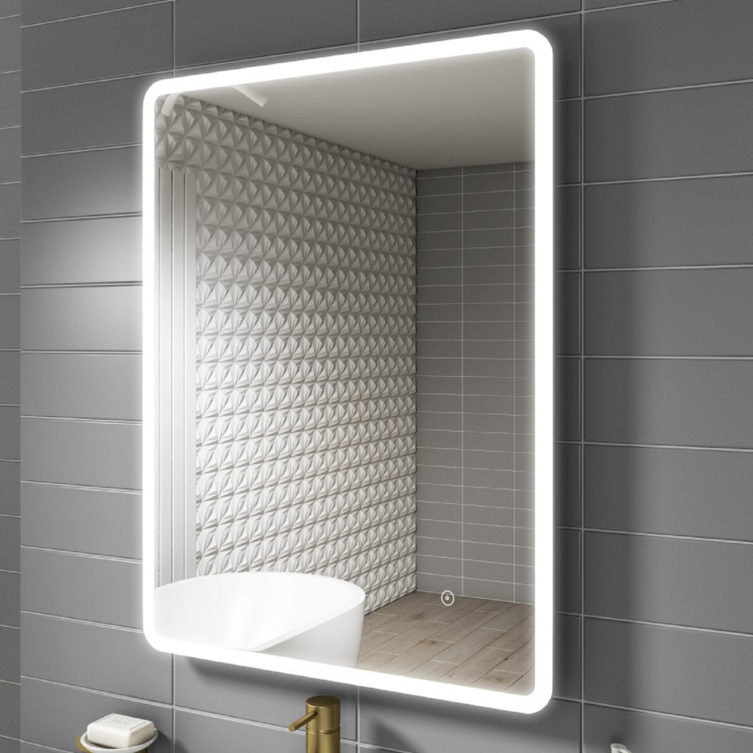 Rectangular LED Bathroom Mirror with Demister 600 x 800mm - Ariel