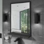 GRADE A1 - 500 x 700mm Rectangle Black Frame Mirror with Shelf - Iona