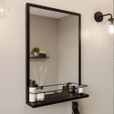 BeBa_24920 Rectangular Black Bathroom Mirror with Shelf - 500 x 700mm - Iona