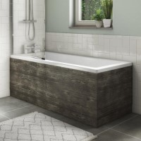 GRADE A1 - 1500mm Grey Wood Grain Bath Front Panel - Ashford