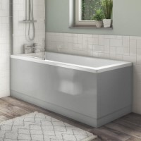 1700 Round Single Ended Bath with Grey Gloss Bath Front & End Panel 