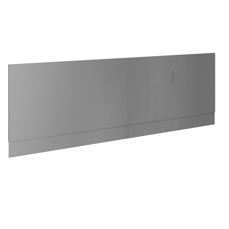 1700 Round Single Ended Bath with Grey Gloss Bath Front & End Panel 