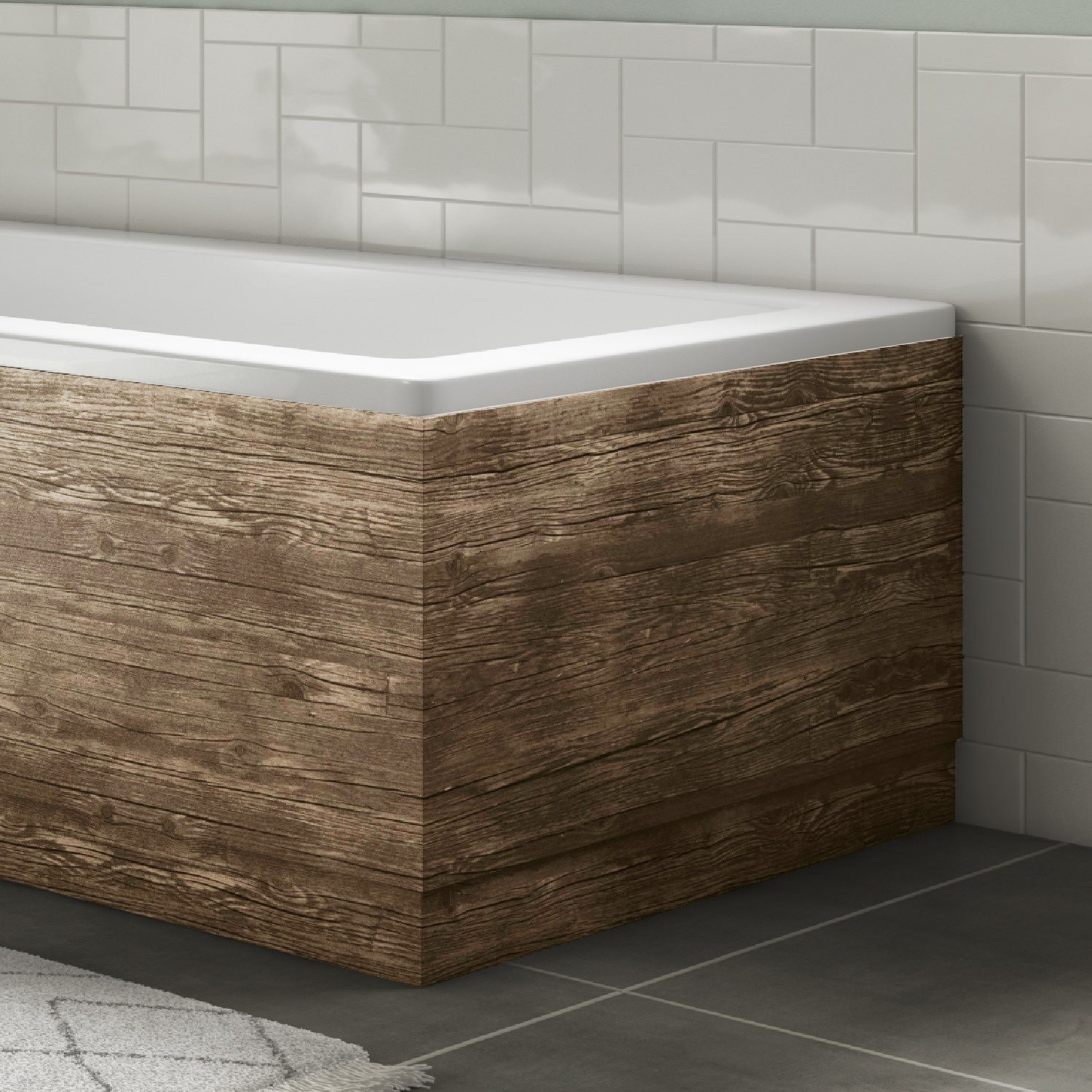 800mm Grey Wood Grain End Bath Panel - Ashford