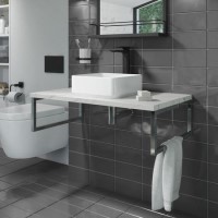 GRADE A2 - 800mm Vanity Shelf for Basin Marble Effect - Lund GRADE A2 - 800mm Vanity Shelf for Basin Marble Effect - Lund