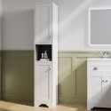 BeBa_24984A Double Door White Freestanding Tall Bathroom Cabinet 350 x 1884mm- Baxenden