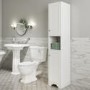 GRADE A3 - Traditional Tall Boy Bathroom Cabinet - Doors & Shelves - Matt White - Baxenden
