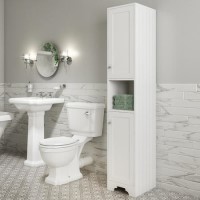 GRADE A3 - Traditional Tall Boy Bathroom Cabinet - Doors & Shelves - Matt White - Baxenden