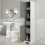 GRADE A2 - Traditional Tall Boy Bathroom Cabinet - Doors & Shelves - Matt White - Baxenden