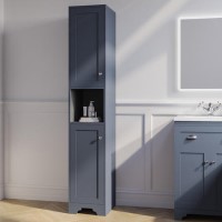 Double Door Blue Freestanding Tall Bathroom Cabinet 350 x 1884mm- Baxenden Double Door Blue Freestanding Tall Bathroom Cabinet 350 x 1884mm- Baxenden