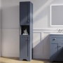 GRADE A1 - Double Door Blue Freestanding Tall Bathroom Cabinet 350 x 1884mm- Baxenden