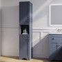 Double Door Blue Freestanding Tall Bathroom Cabinet 350 x 1884mm- Baxenden